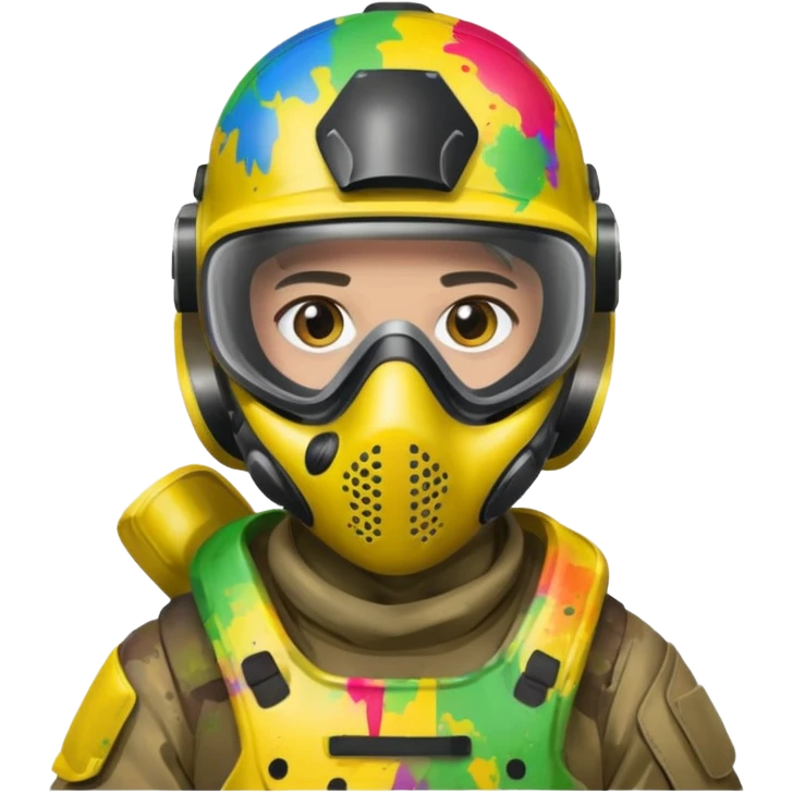 paintball player face shot with lots of colors emoji