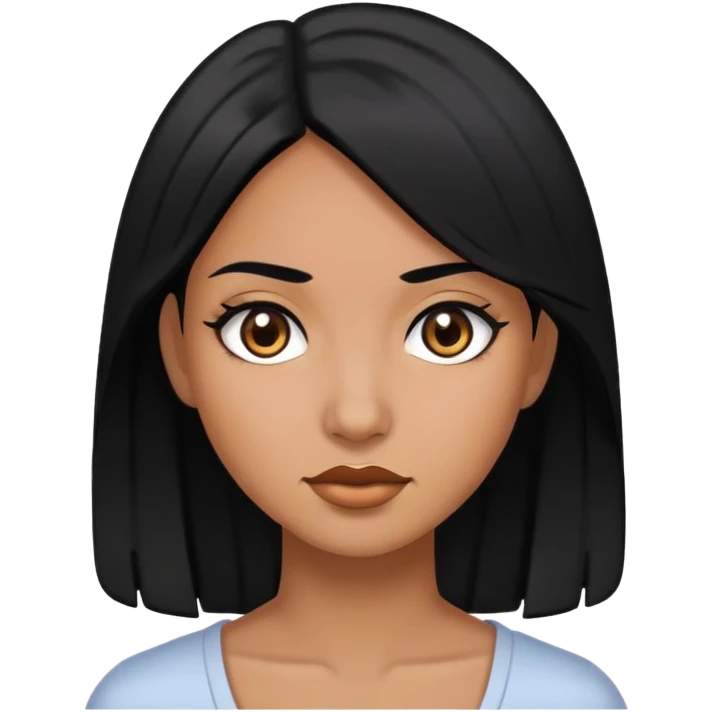 Chica de pelo negro ojos negros y piel morena  emoji