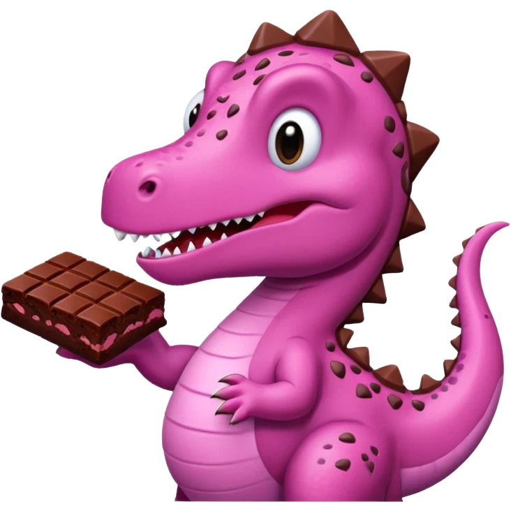 Pink dinosaur eating brownies emoji