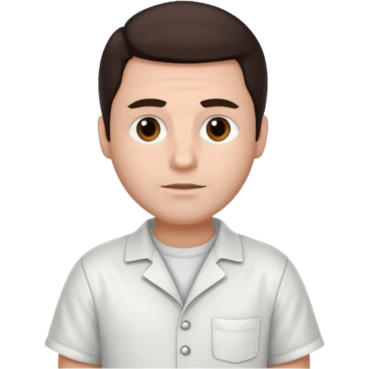 Steven Jay Russell with dark brown hair, white inmate outfit emoji