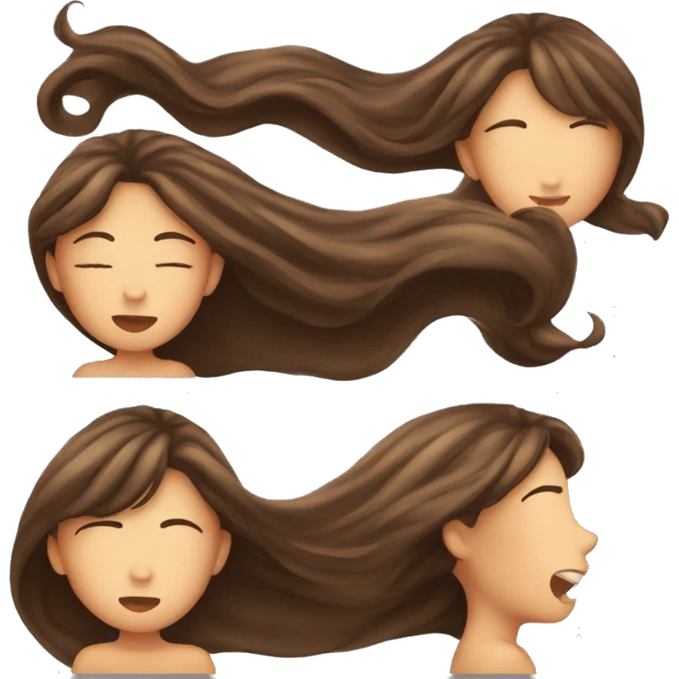 girl with long brown hair sends an air kiss emoji