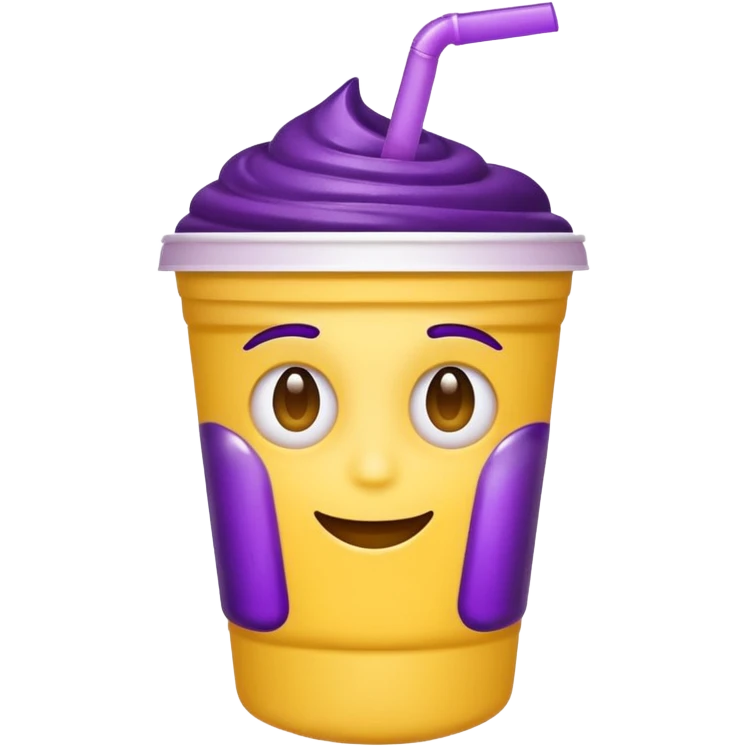  White styro with purple juice inside visible from the top only. Add a stoned yellow emoji face that os holding the cup emoji