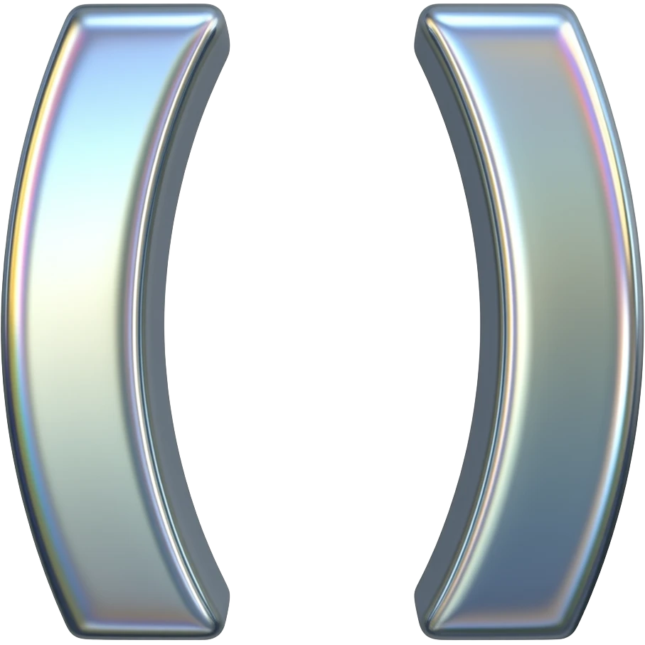 Single chrome 3D character "]" centered on transparent background,  sleek polished mirror metal, sharp elegant edges,  subtle chromatic aberration on edges, RGB color fringing,  no background, isolated object, sticker style,  square format 1:1, brutalist Y2K chrome aesthetic emoji
