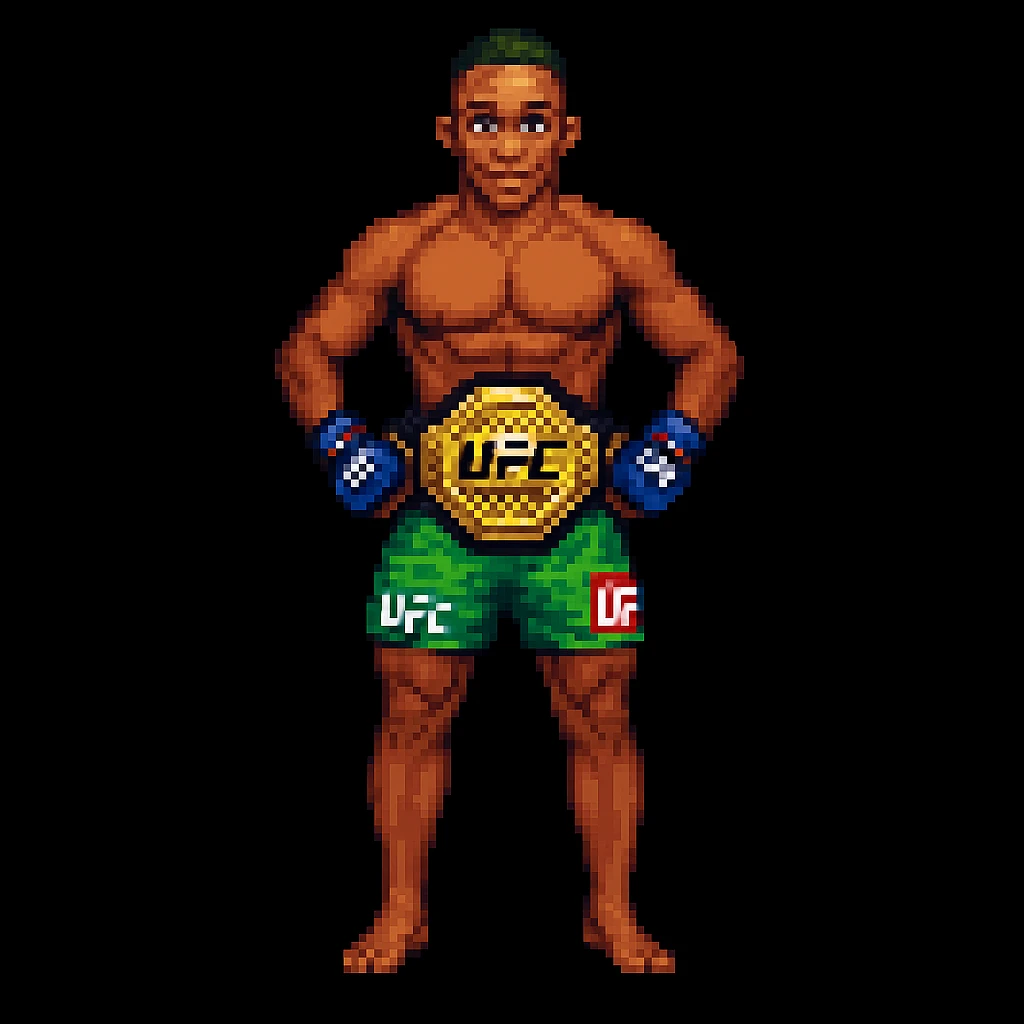 Add a UFC championship belt around the character's waist in pixel art style, keeping the pixel art style consistent. emoji