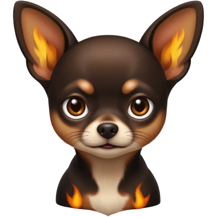 Chihuahua noir marron et feu emoji