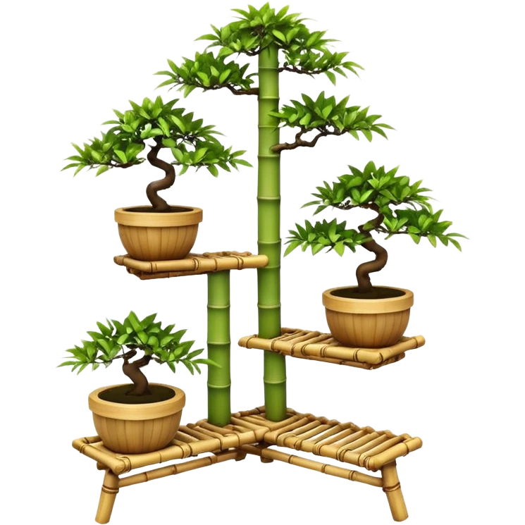 Three tiered bonsai planters stand made of inch thick bamboo  emoji