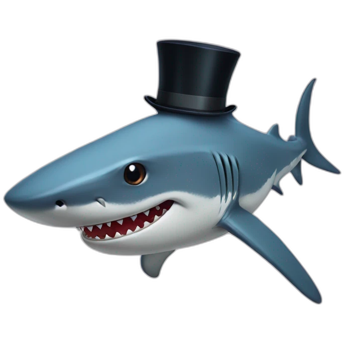 Shark with a top hat emoji