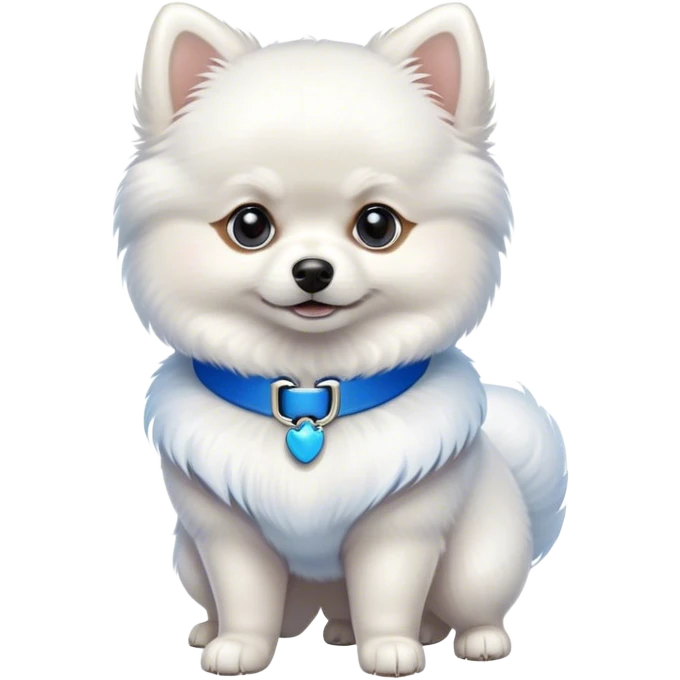 Bright White Pomeranian blue collar stance emoji