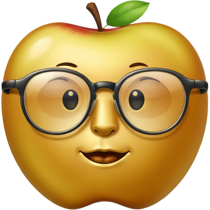 golden apple with glasses and no face emoji