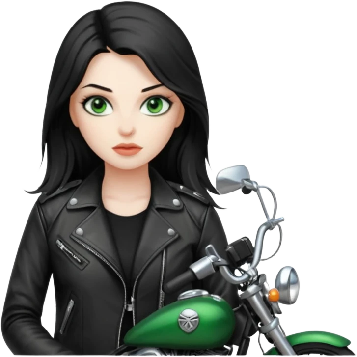 Biker Girl
Black Long Hair
Green Eyes emoji
