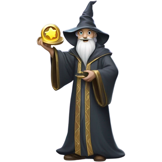 (wizard) holding  (hard disk) emoji