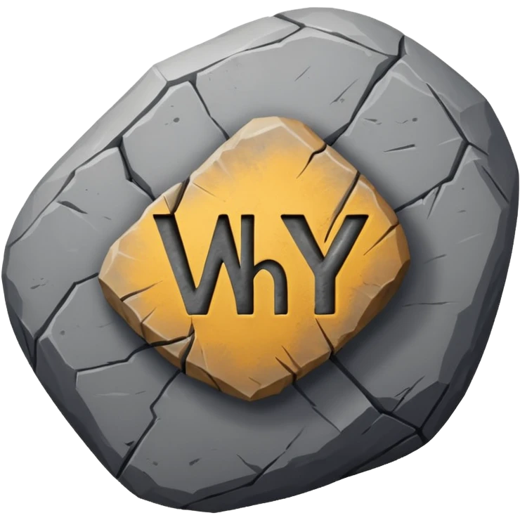 a rock saying why emoji