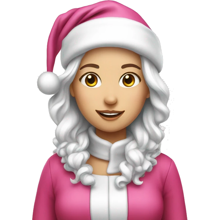 White Santa girl pink emoji