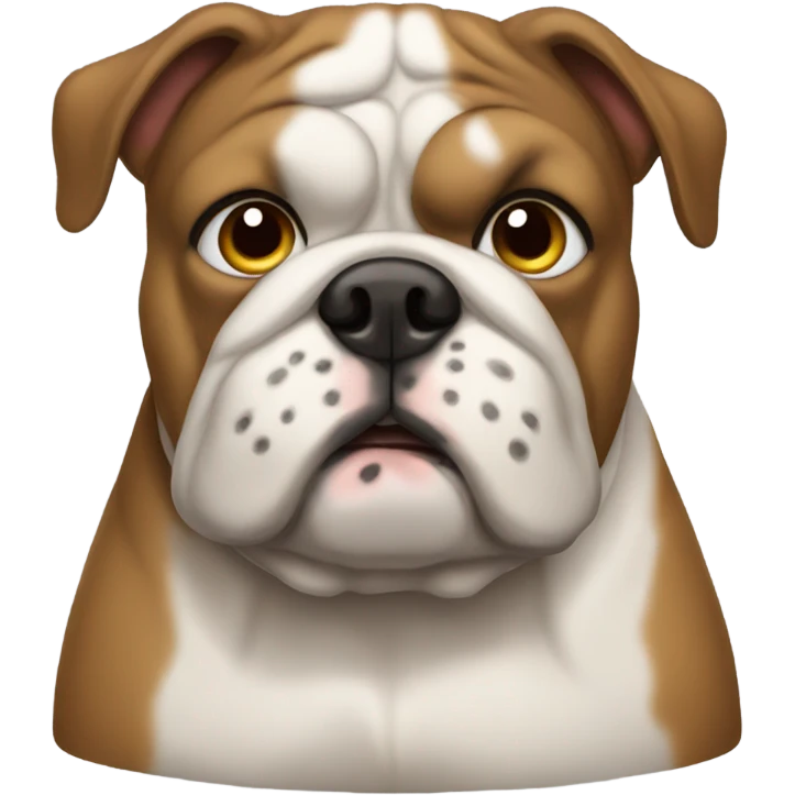 Bulldog with dark brown and blonde hair emoji
