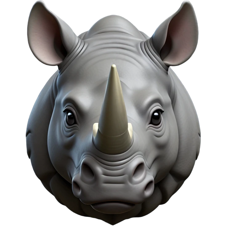 cinematic-noble--rhinoceros-portrait-emoji,slate-grey-hide--poised-and-regal,-with-a-massive,-powerful-build-and-a-thick,-deep-set-soulful-piercing-eyes,-simplified-yet-sharp-and-sophisticated-features,-highly-detailed,-large-black-eyes, zoomed out showing shoulders emoji