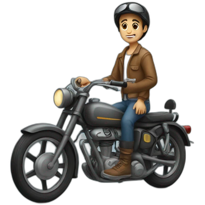 Boy with old motar bike emoji