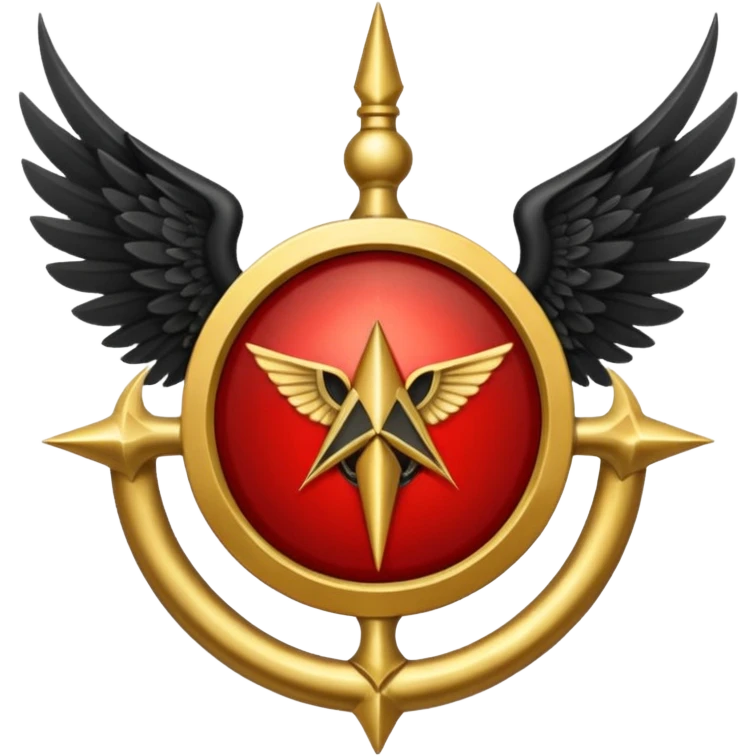 Holy Emblem with black wings and horn and red tetragrammaton in the middle emoji