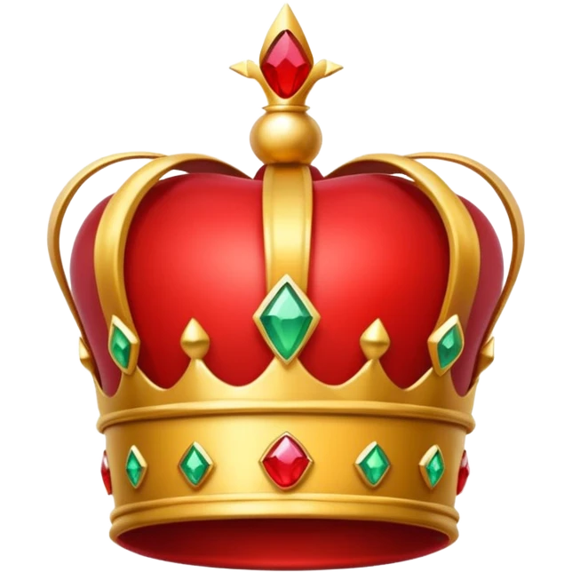 A red crown in the style of apple emojis, with a gem on the left emoji