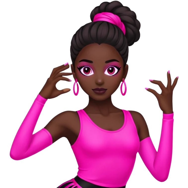 "A dancer in a black and neon pink outfit." emoji