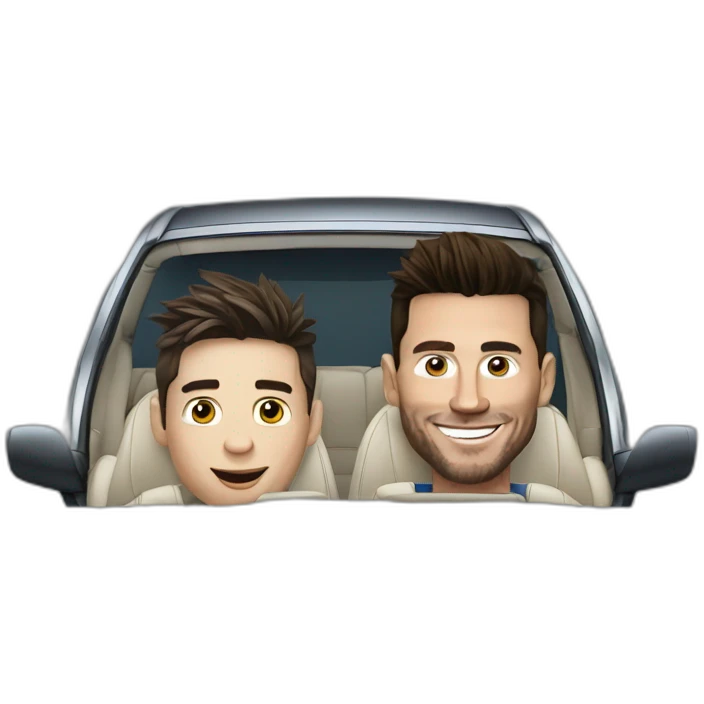 messi and cristano ronaldo in a car emoji