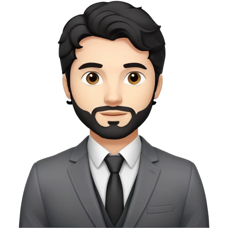 Headshot portrait of a professional 35-year-old man with black wavy hair, stubble, strong jawline, white skin tone, wearing smart casual business attire with blazer, confident and charismatic expression, suitable for a professional speaker profile emoji