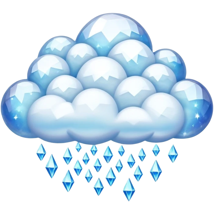 glittering crystal cloud with shiny facets floating in the sky emoji