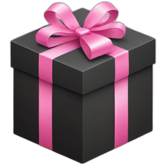 black gift box with pink ribbon, isometric emoji