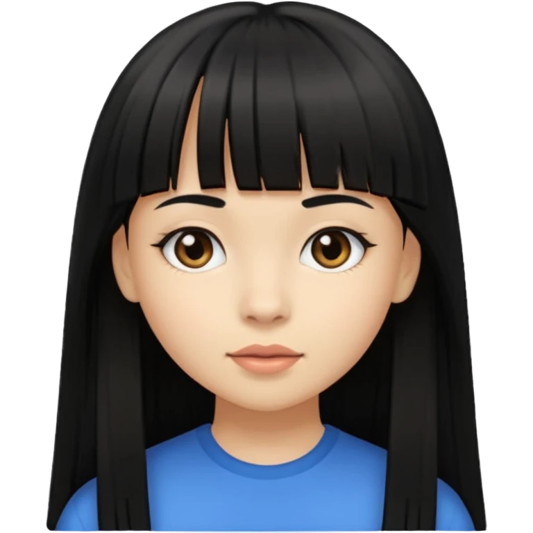 lecture girl with straight bangs fringe long black color hair  emoji