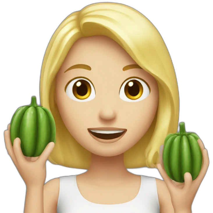 blond girl throwing a cucumbe emoji