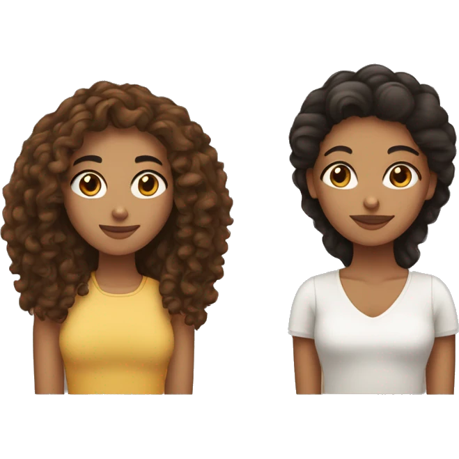 2 women one Hispanic with curly brown hair and the other African American with straightened dark hair emoji