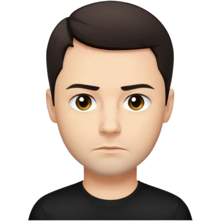 Oliver Riedel, serious face, short dark hair, black t-shirt emoji