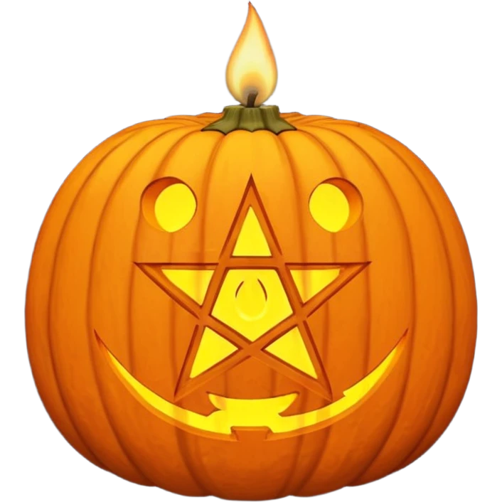 Pentacle pumpkin with candle on top emoji