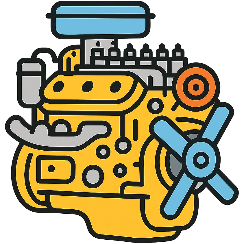 Detailed ZIL-130 V8 truck engine with visible components, Soviet design, mechanical parts emoji
