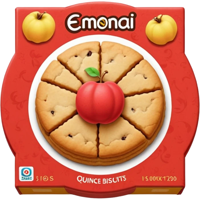 Emoji of a package of quince-flavored cookie-type biscuits, with some round biscuits and the red center visible. emoji
