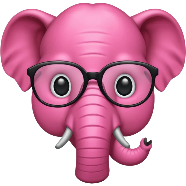 crear un emoji de un elefante rosadito con lentes de lectura grandes y negros  emoji