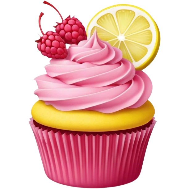 Raspberry lemonade themed cupcake emoji