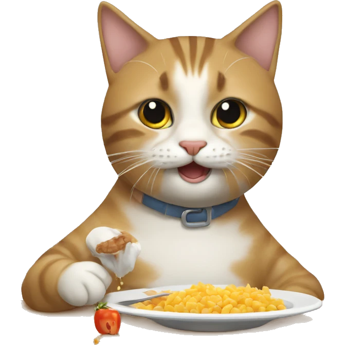 un gato comiendo un pez emoji