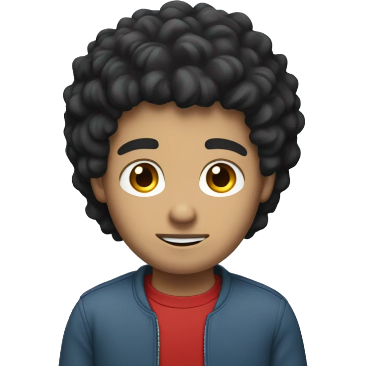 light skin man  with red t-shirt have black hair, blue eyes emoji