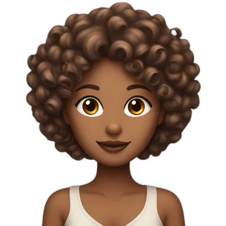 curly hair brown skin lady with siamese cat emoji