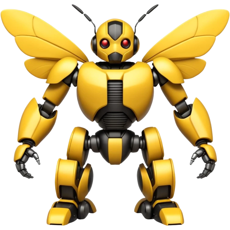 textCute yet badass robotic bumblebee in classic Bumblebee Transformers G1 style, anthropomorphic mech insect, emoji