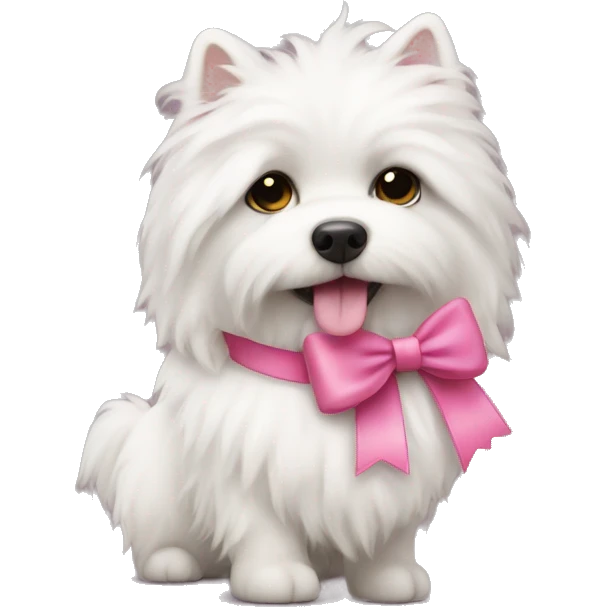 White fluffy dog with a pink bow in  emoji