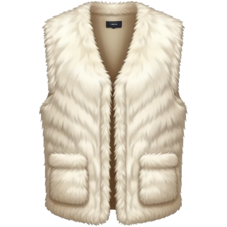 A plain, fluffy fur vest in near-white cream color without pockets emoji
