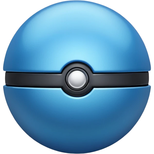 blue pokeball emoji, top half is a more saturated blue, bottom half is white, black stripe, with a metallic sheen emoji