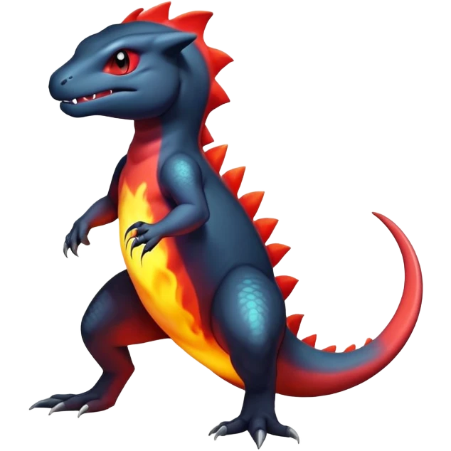Colorful Dark Shiny Exotic Salandit-Charmeleon-Quilava-Fakémon-hybrid-creature (full body)  emoji