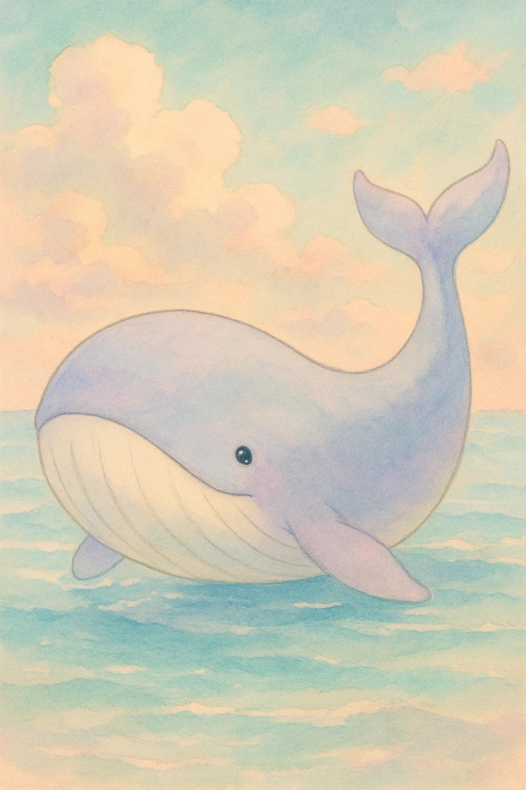 a soft and whimsical whale, ghibli style emoji