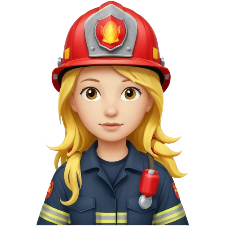 girl fireman with long yellow hair emoji