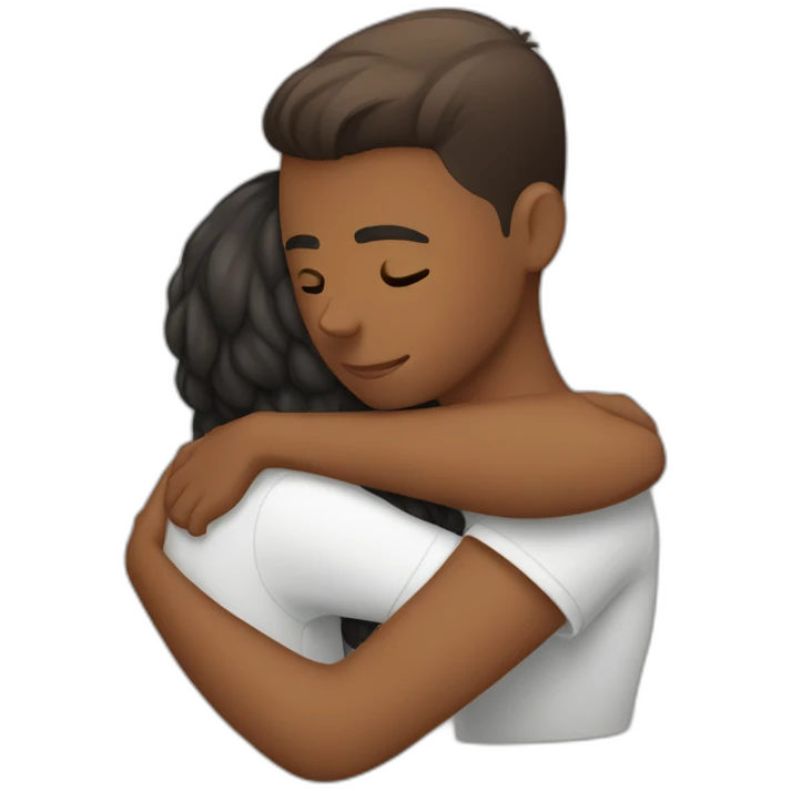 Brown girl hugging white boyfriend emoji