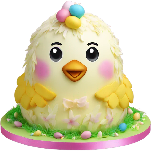 beautifully decorated 2 tier Easter chick cake emoji