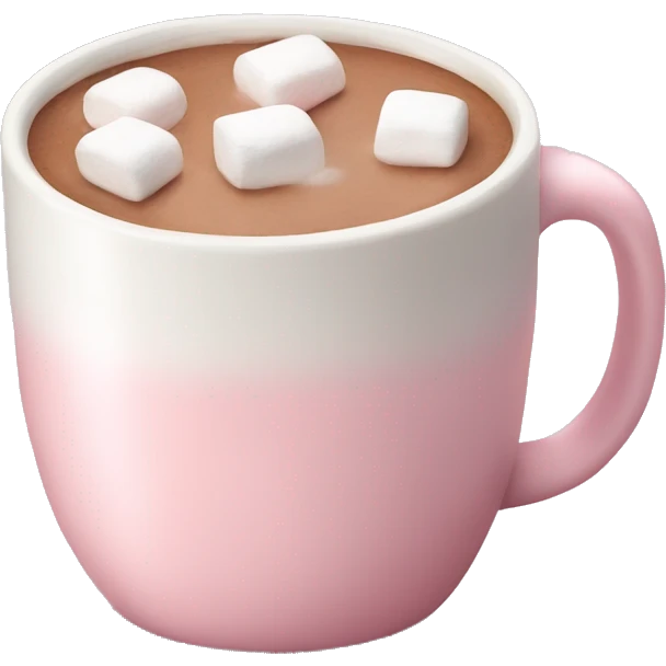 Light Pink mug of hot chocolate with marshmallows  emoji