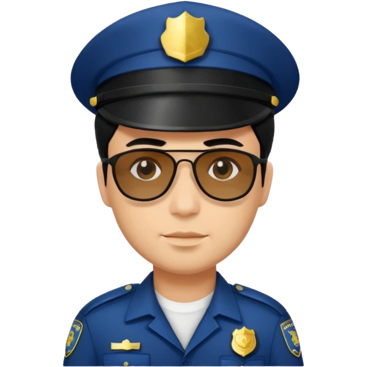 man police with hair style and hats and sun glasses black dress emoji
